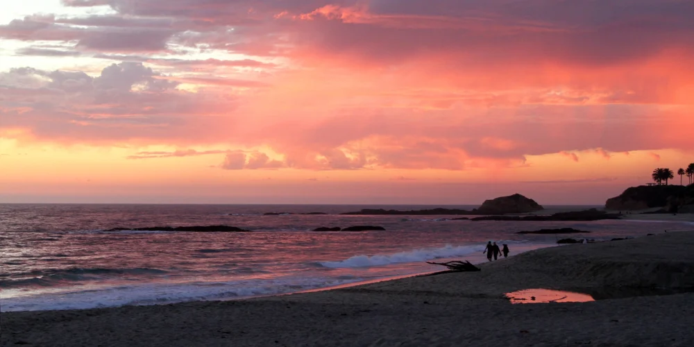 pink sunset over Californian coastline