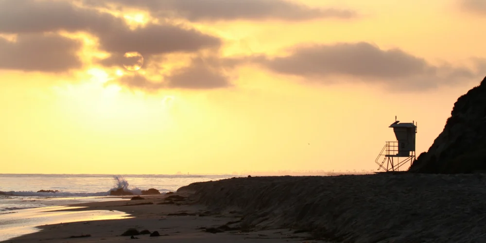 coastal sunset beach scene