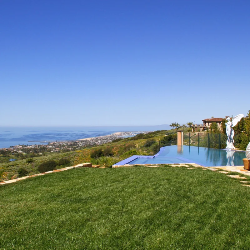 backyard and pool overlooking californian coastline