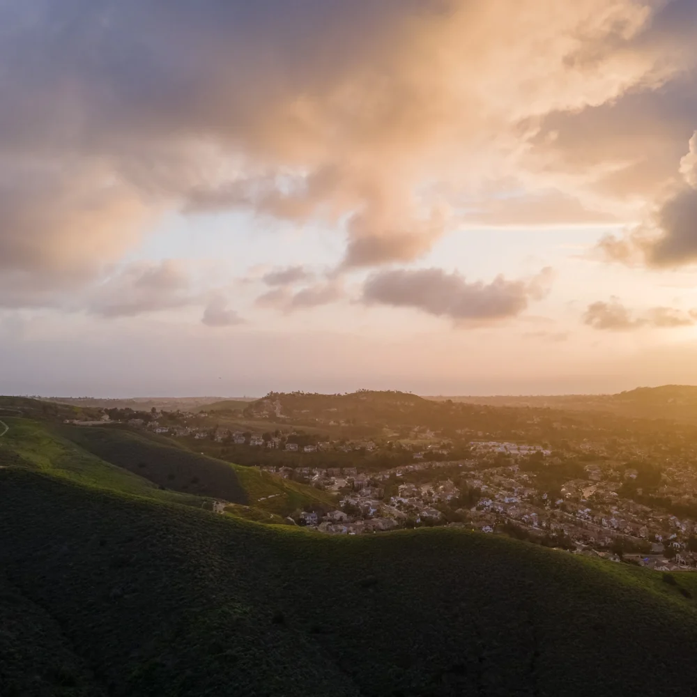 aerial of coastal californian planned community