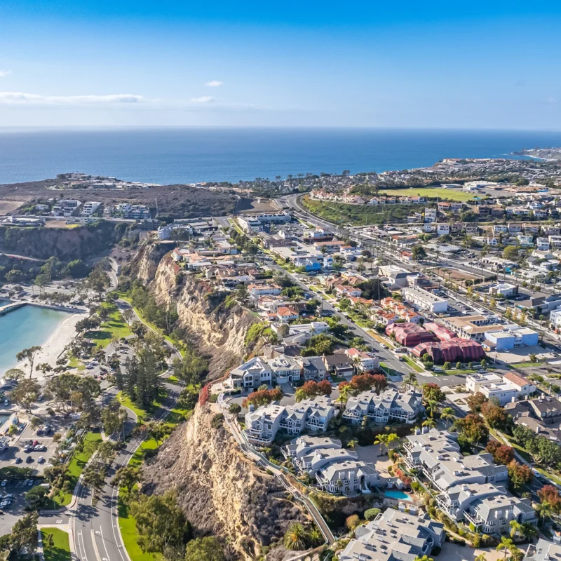 Aerial view of Californian coastal & harbor development