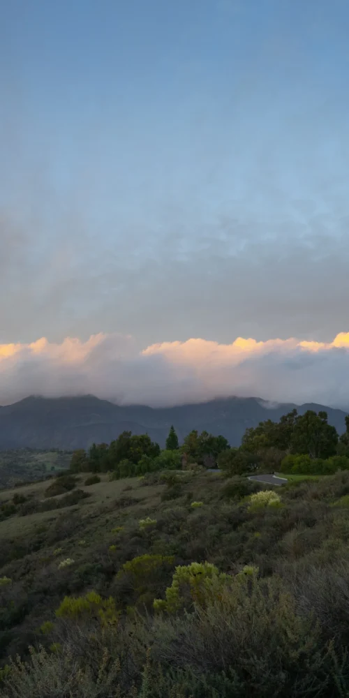rolling southern californian hills at sunset