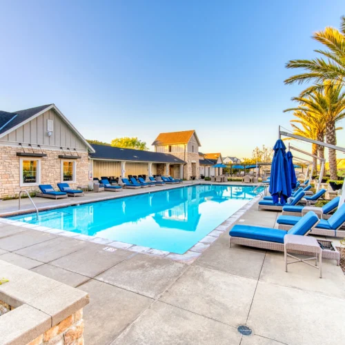 ranch architecture and community pool