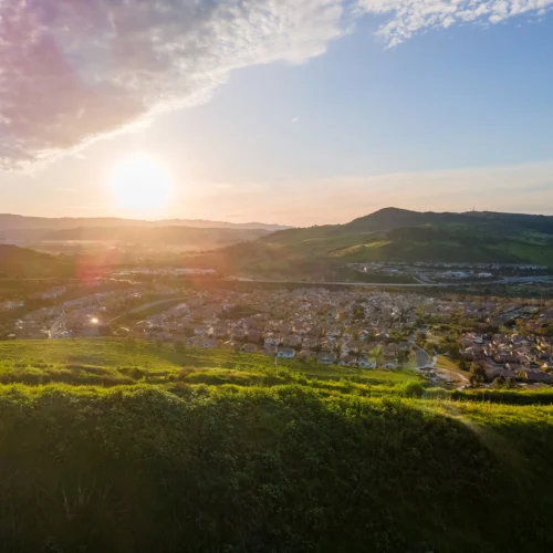 sunrise over southern californian planned community