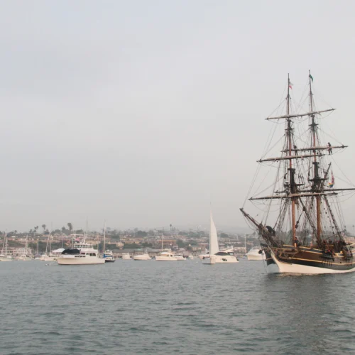 historic tall ship harbor scene newport beach california
