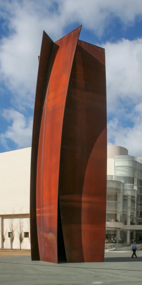 large scale steel geometric public art sculpture