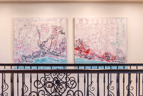 paintings and handrail