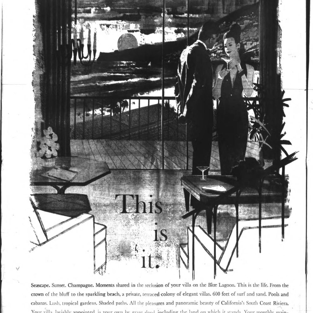 1960s real estate newspaper ad for new home community in orange county california