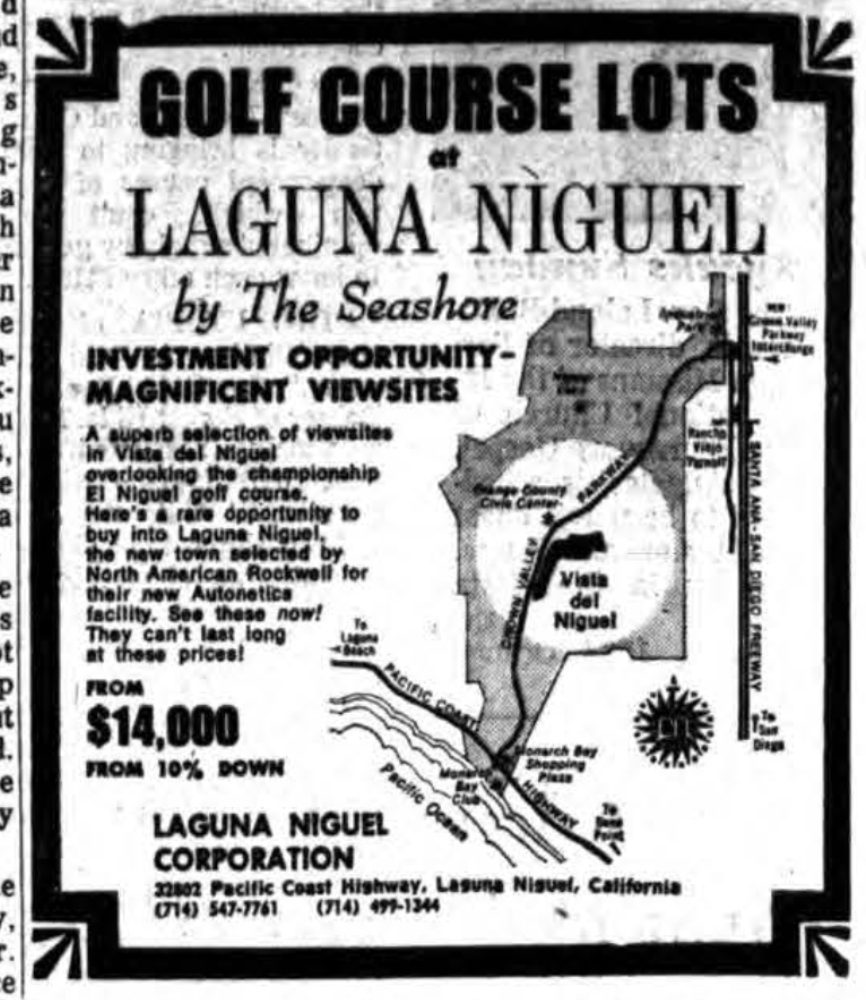 1960s real estate newspaper ad for new home community in orange county california