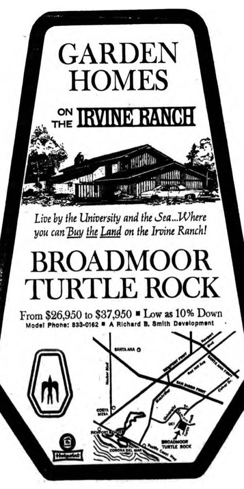 1960s real estate newspaper ad for new home community in orange county california