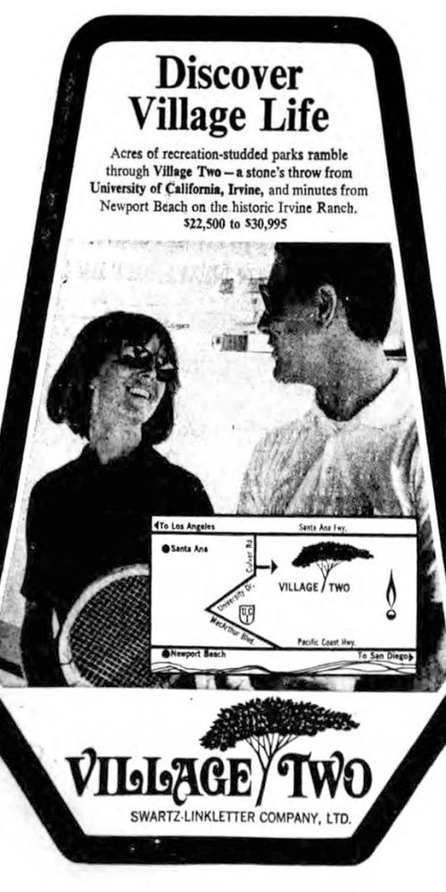 1960s real estate newspaper ad for new home community in orange county california