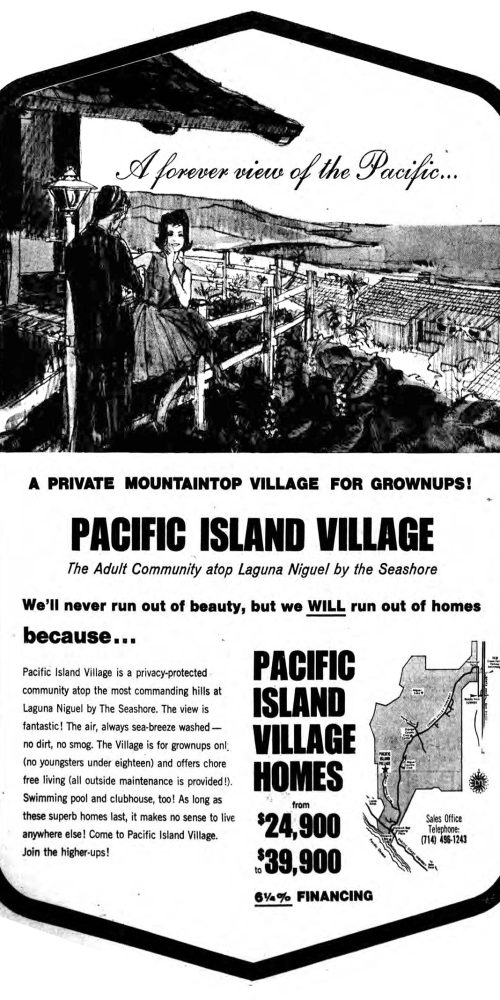 1960s real estate newspaper ad for new home community in orange county california