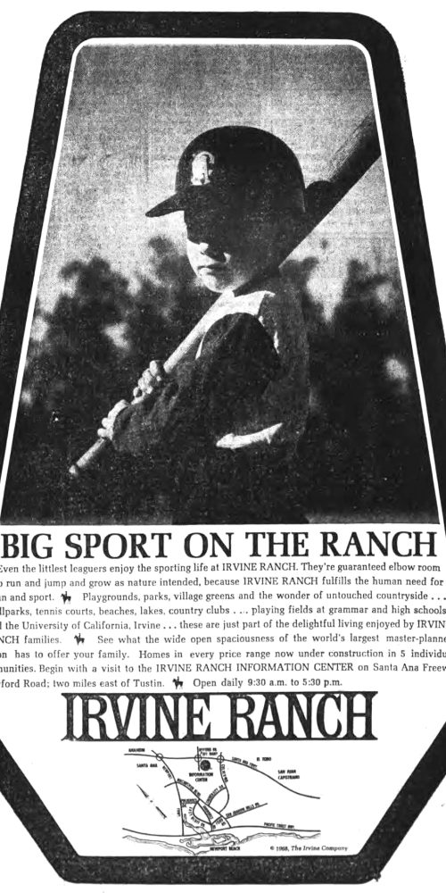 1960s real estate newspaper ad for new home community in orange county california