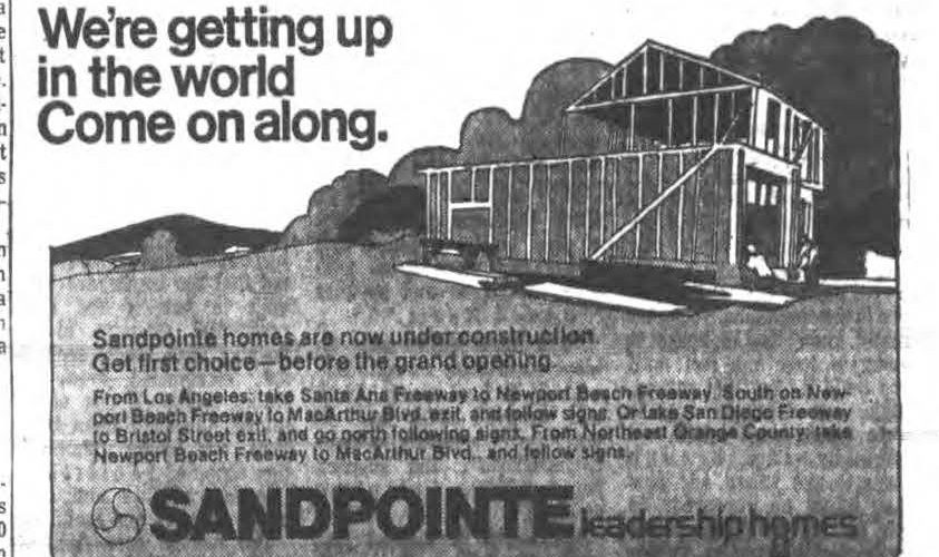 1960s real estate newspaper ad for new home community in orange county california