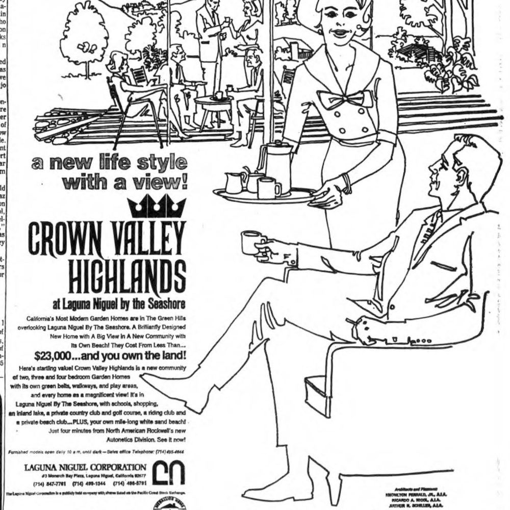 1960s real estate newspaper ad for new home community in orange county california